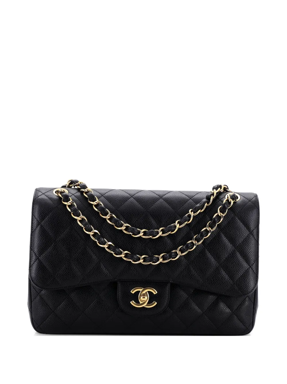CHANEL Pre-Owned Classic Double Flap Bag Quilted Caviar Jumbo shoulder bag - Nero
