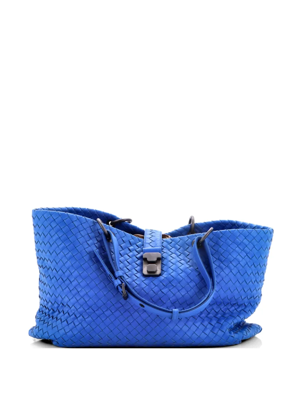 Bottega Veneta Pre-Owned Borsa tote Cabat media in nappa con design Intrecciato - Blu