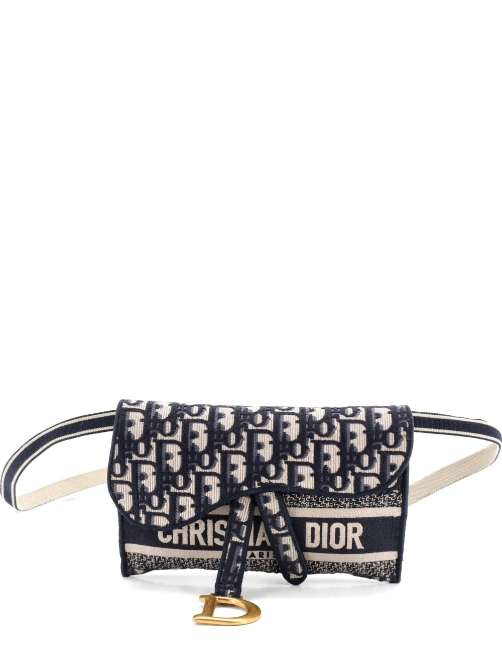 Christian Dior Pre-Owned Saddle Slim Pouch Logo Embroidered Oblique Canvas belt bag - Blue