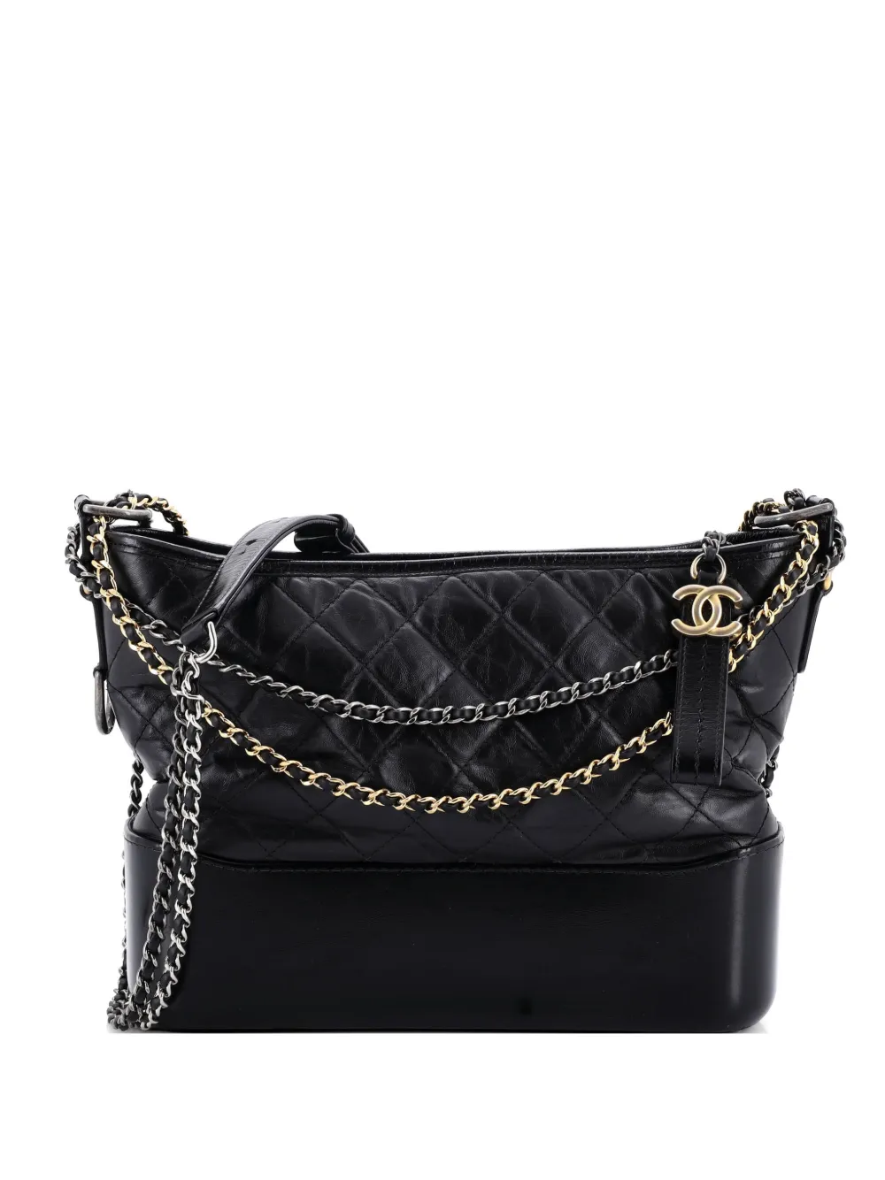 CHANEL Pre-Owned Gabrielle Quilted Aged Calfskin Medium hobo bag - Black