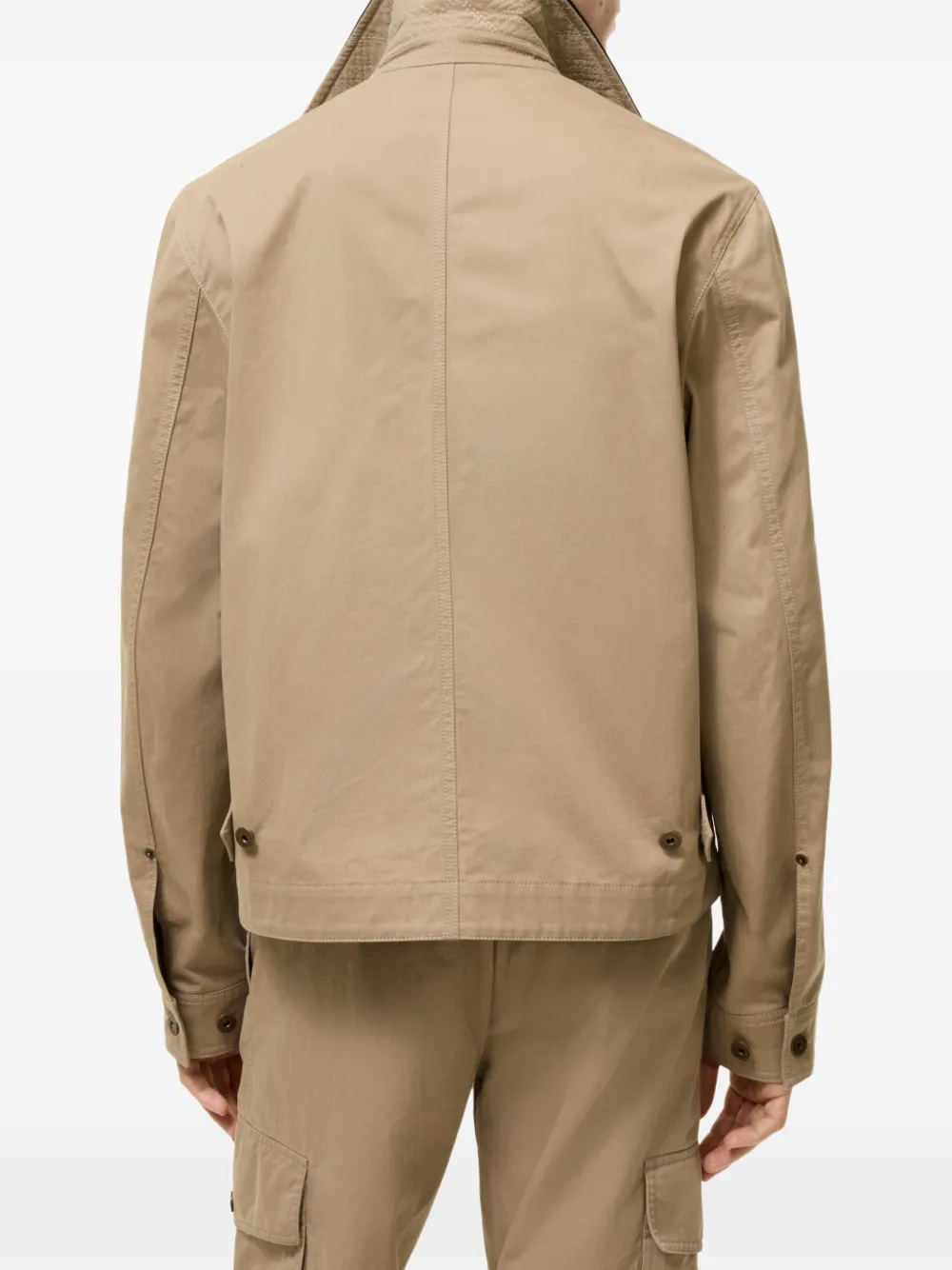 Burberry Cargo katoenen jack met leren kraag Beige