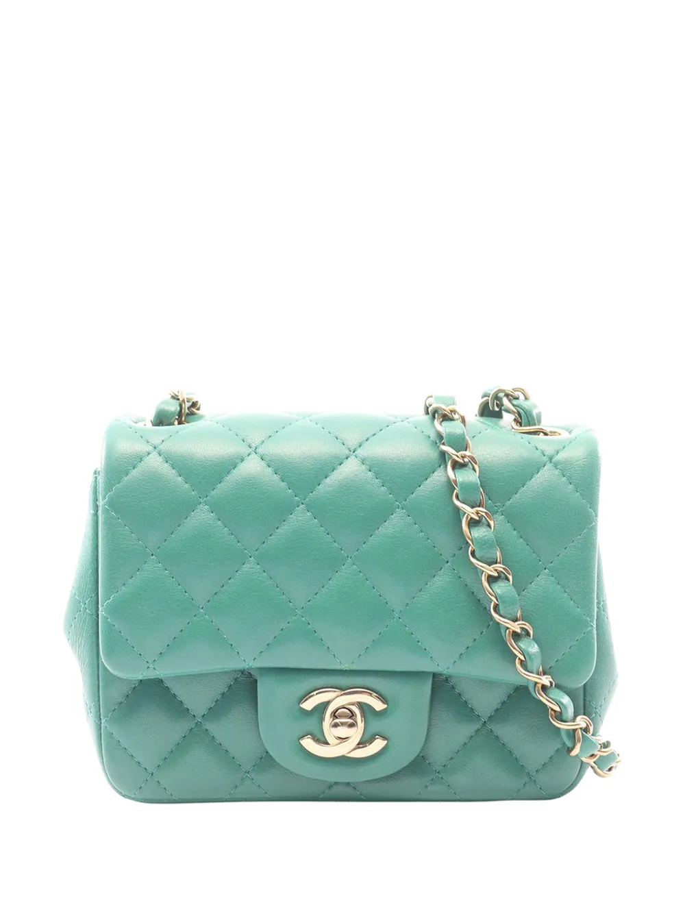 CHANEL Pre-Owned 2021-2026 Mini Square Classic Lambskin Single Flap crossbody bag - Green