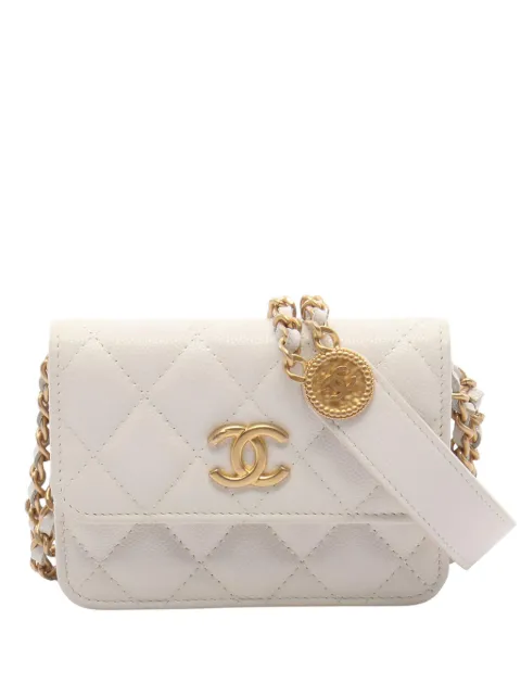 CHANEL Pre-Owned 2021-2026 Quilted Caviar Twist Your Buttons Coin Purse With Chain crossbody bag