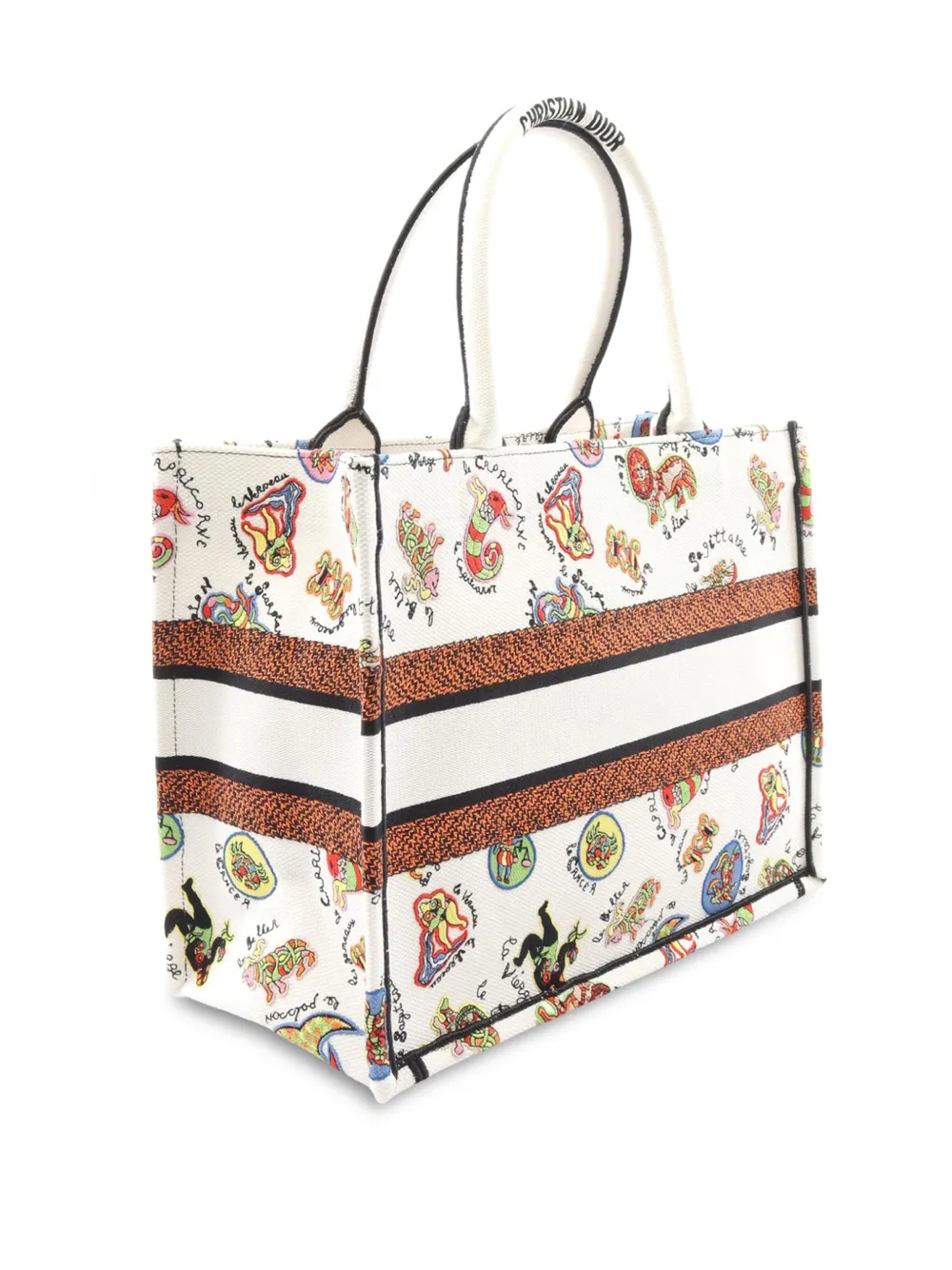  Christian Dior Pre-owned Sac Cabas Niki De Saint Phalle Medium Broidered Canvas Book (2010-2026) - Blanc 