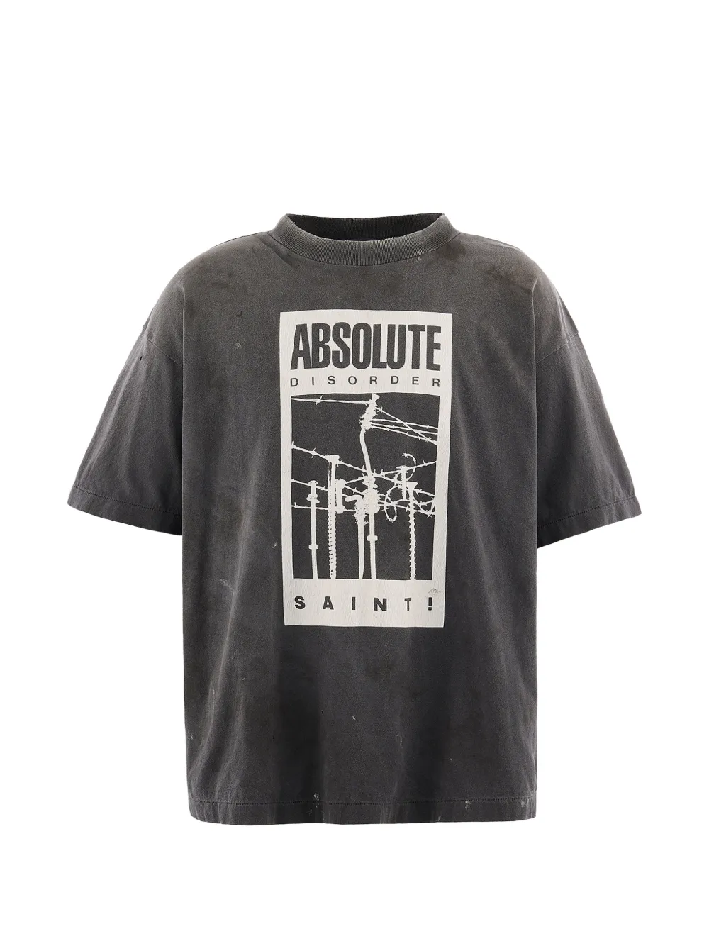 SAINT MXXXXXX distressed graphic-print T-shirt - Grigio