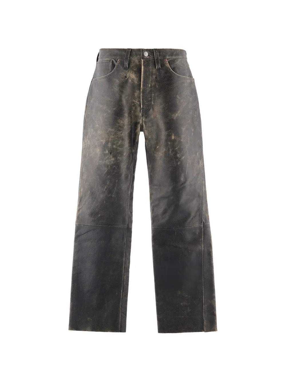 SAINT MXXXXXX faded-effect leather trousers - Nero