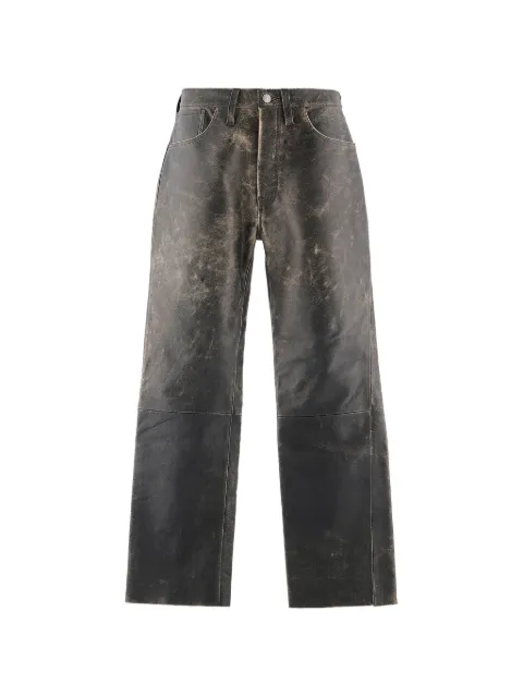 SAINT MXXXXXX faded-effect leather trousers
