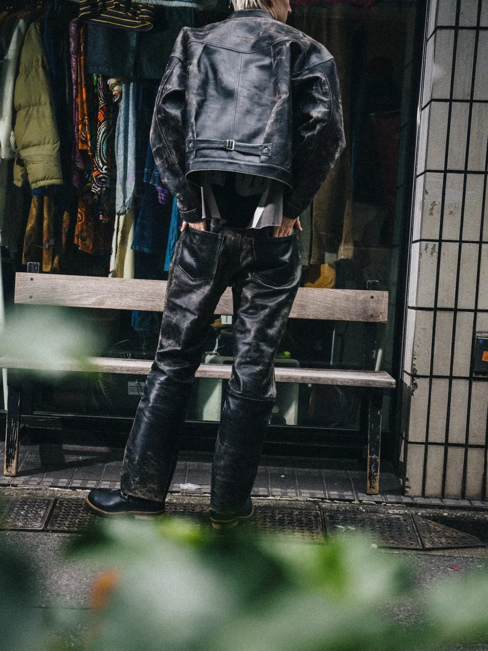 SAINT MXXXXXX Leren broek met vervaagd effect Zwart