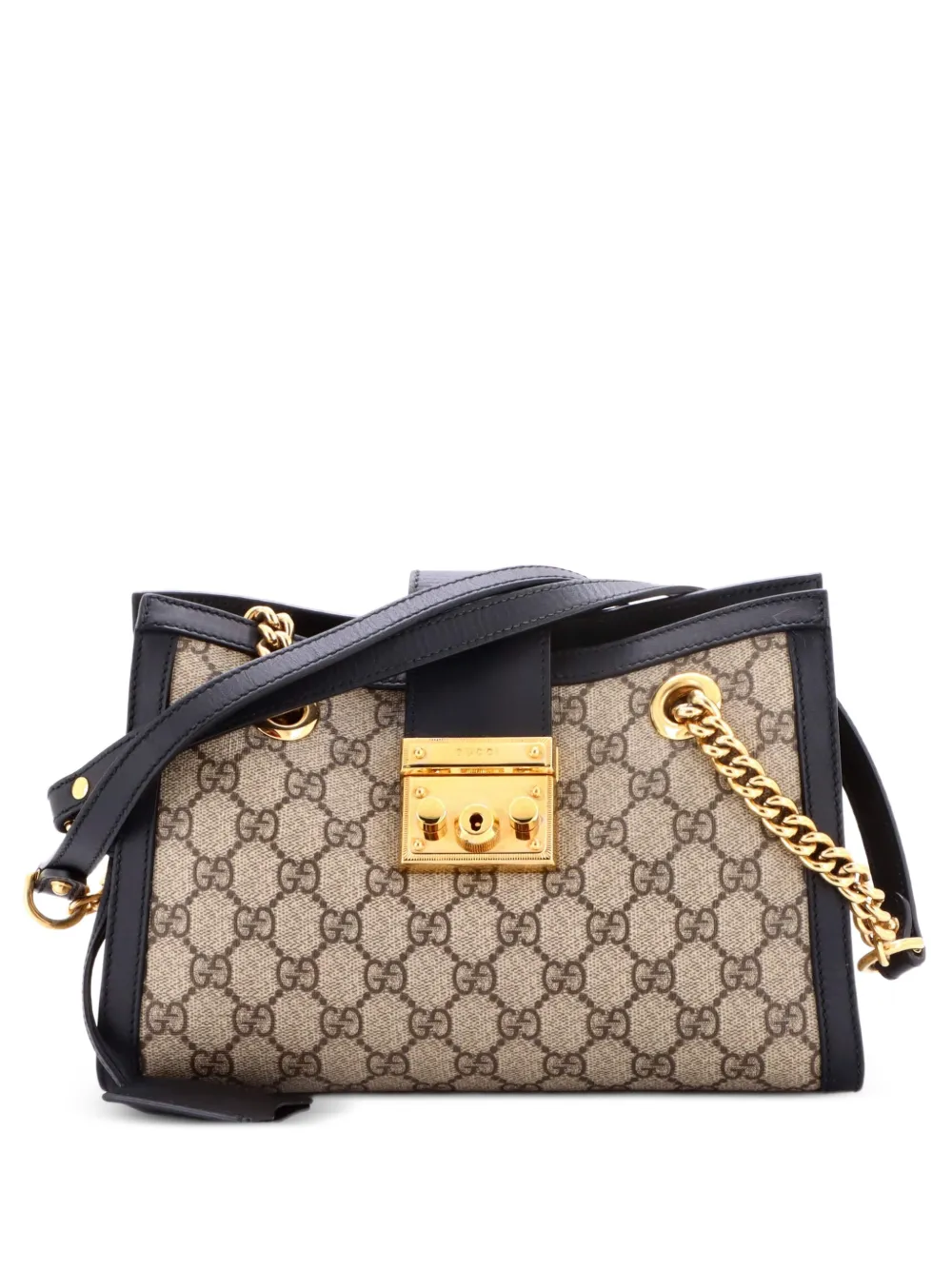 Gucci Pre-Owned Borsa a spalla Padlock piccola in tela cerata GG e pelle con catena - Nero