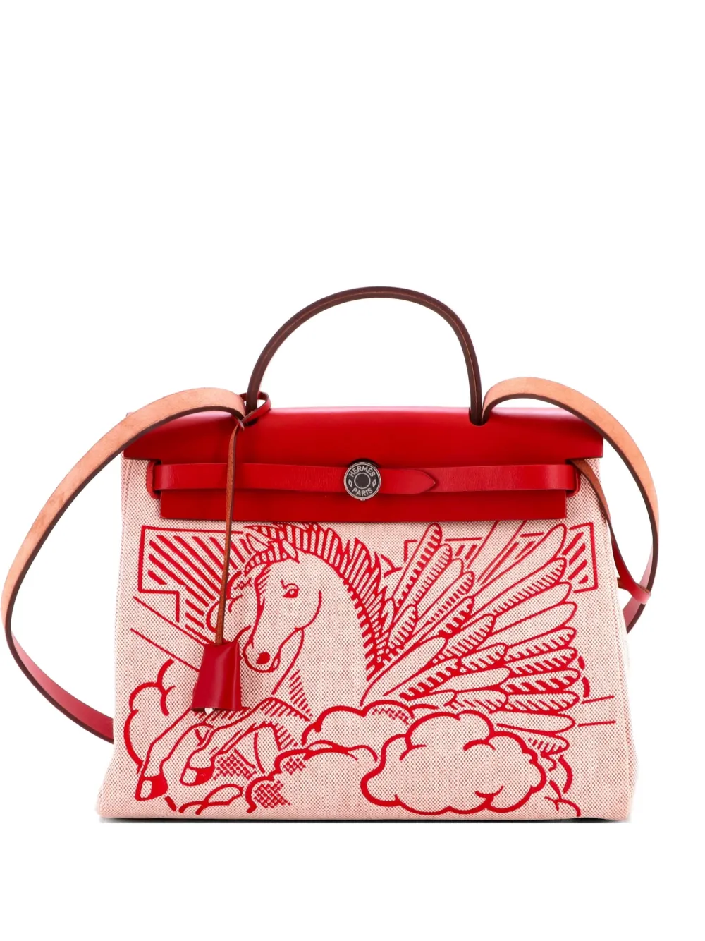 Hermès Pre-Owned Borsa a spalla Herbag Pegase Pop 31 in tela e pelle con zip - Rosso