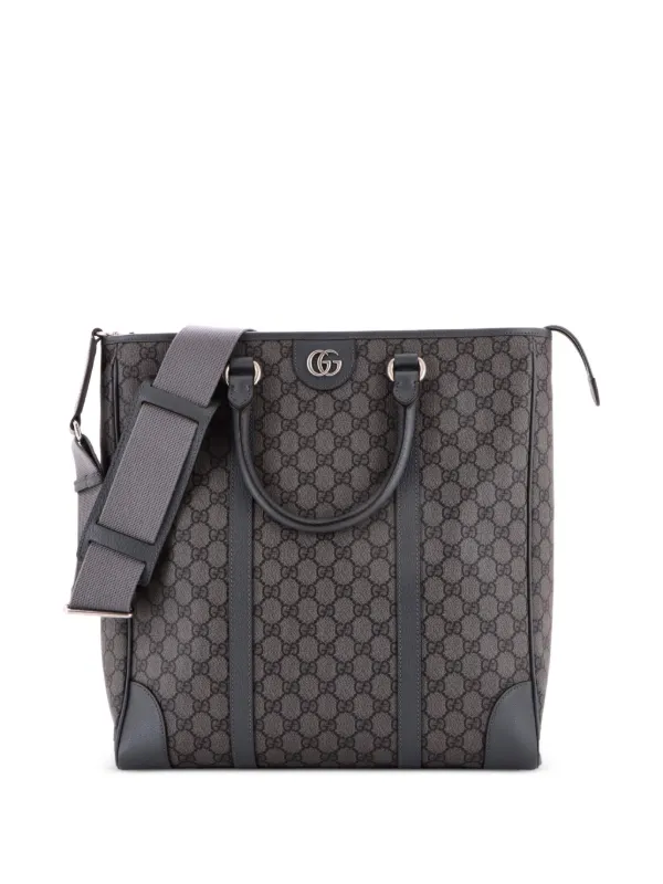 Gucci Pre-owned Ophidia Convertible Open GG Coated Canvas Tall Tote Bag in Grey