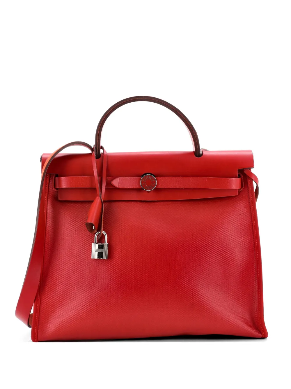 Hermès Pre-Owned Herbag Zip Berline Vache Canvas and Leather 31 shoulder bag - Rosso