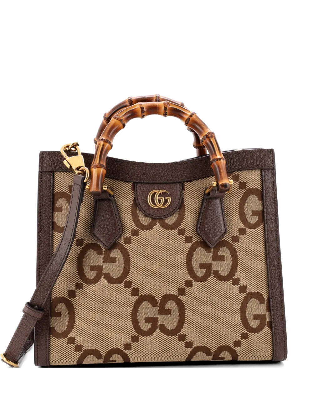 Gucci Pre-Owned Diana NM Bamboo Handle Jumbo GG Canvas Small tote bag - Braun