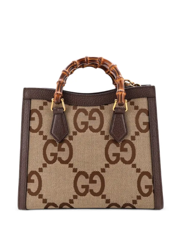 Gucci Pre-Owned Diana NM Bamboo Handle Jumbo GG Canvas Small Tote