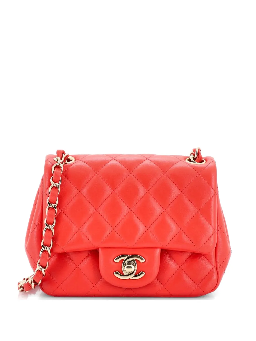 CHANEL Pre-Owned Square Classic Single Flap Bag Quilted Lambskin Mini crossbody bag - Rosso