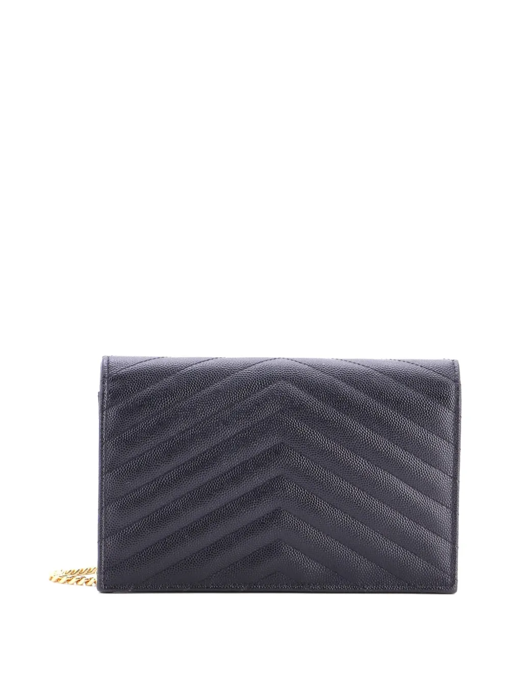  Saint Laurent Pre-owned Petit Sac à Bandoulière Classic Monogram Wallet On Chain Matelasse Chevron En Cuir - Noir 