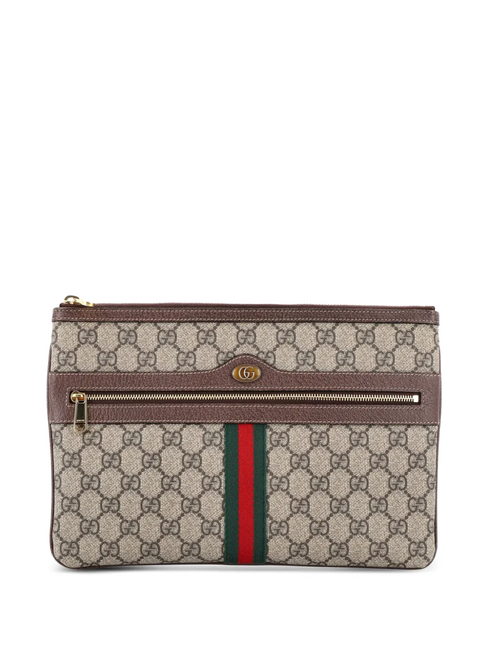 Gucci Pre-Owned Ophidia Zip Pouch GG Coated Canvas Large clutch bag - Marrone