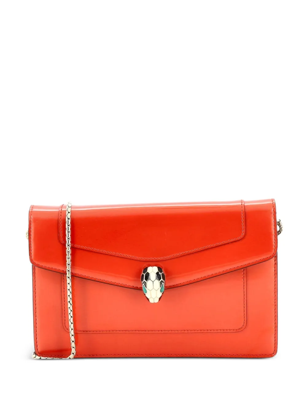 Bvlgari Pre-Owned Serpenti Forever Wallet on Chain Patent crossbody bag - Arancione