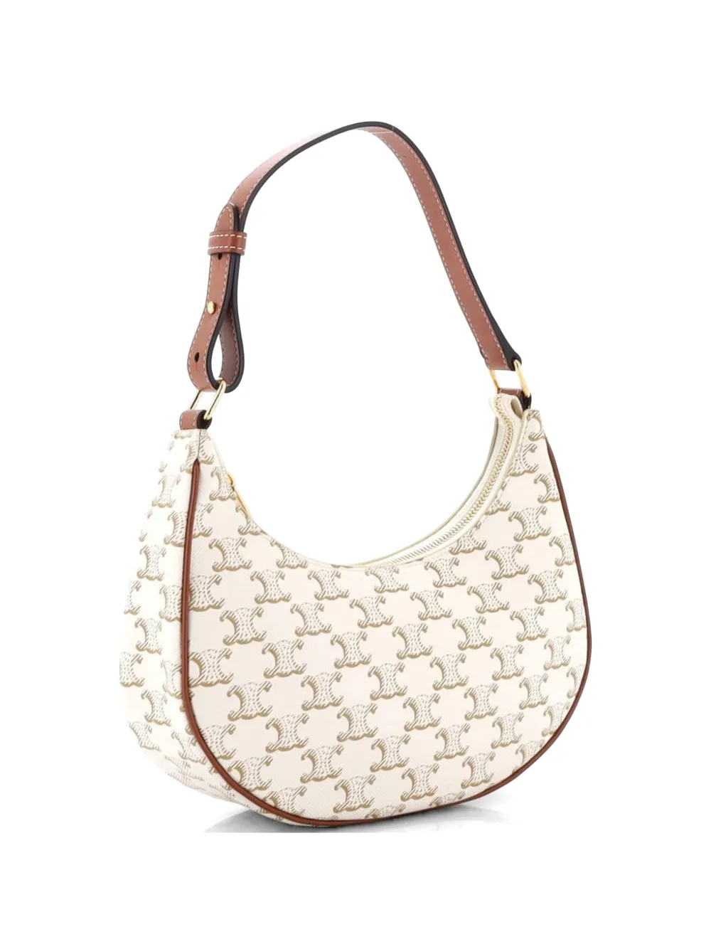 Celine Pre-owned Ava Bag Triomphe Coated Canvas Hobo Bag in Neutrals, view 3
