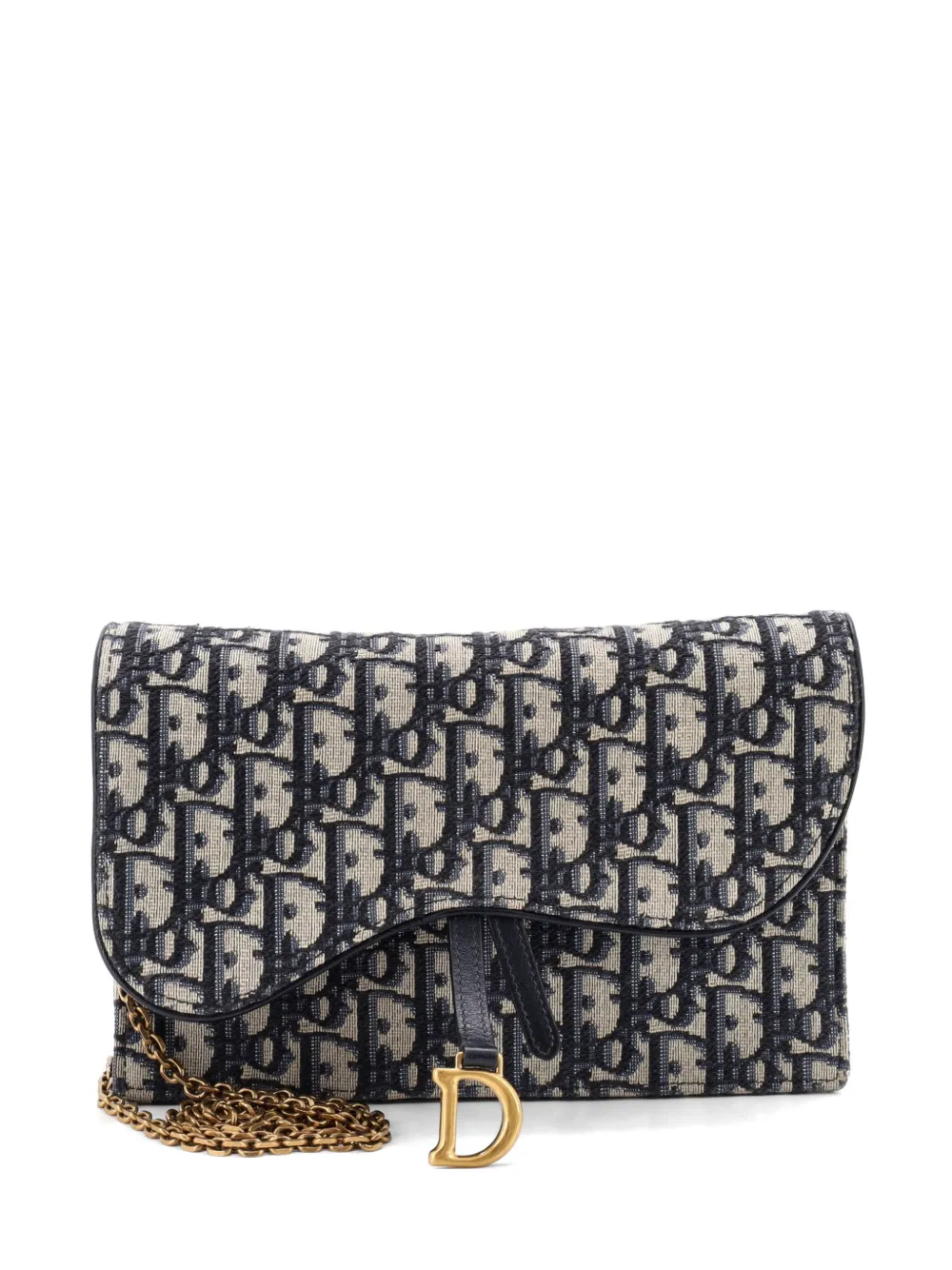Christian Dior Pre-Owned Clutch Saddle Chain Oblique in tela - Blu