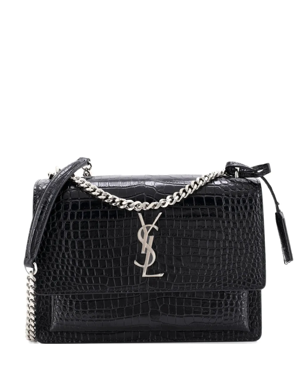 Saint Laurent Pre-Owned Sunset Crocodile Embossed Leather Medium crossbody bag - Schwarz