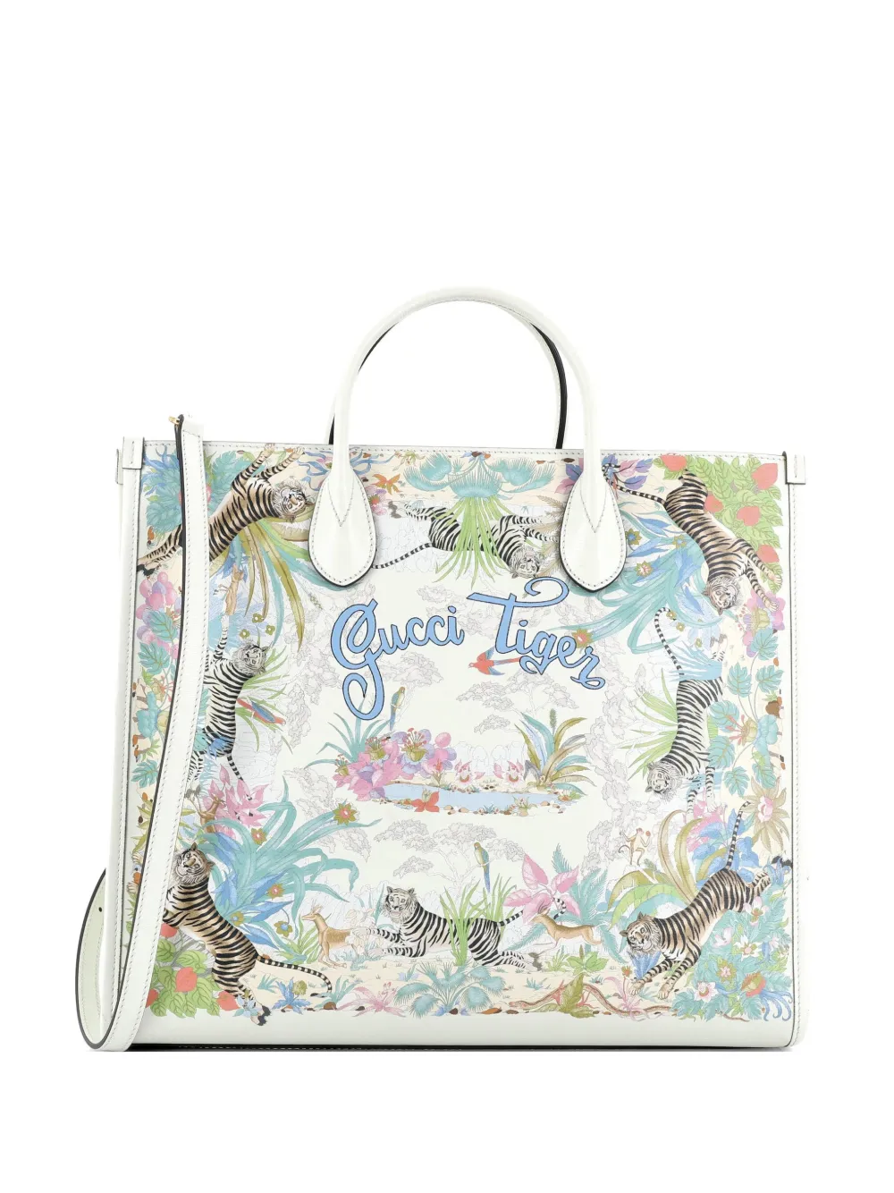 Gucci Pre-Owned Gucci Tiger Convertible Open Printed Leather Medium tote bag - Multicolore