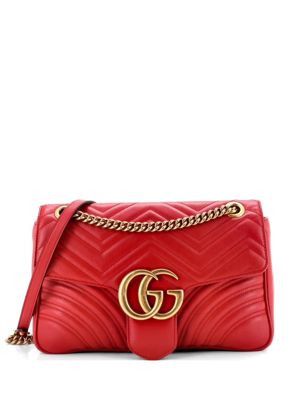 Gucci Pre-Owned GG Marmont Flap Bag Matelasse Leather Medium shoulder bag - Rot