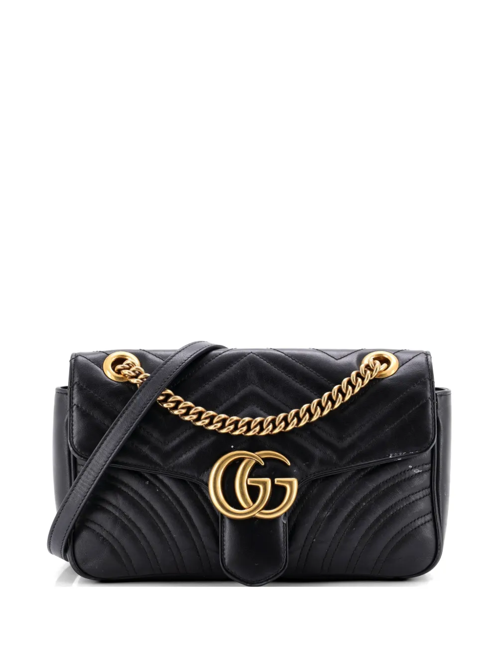 Gucci Pre-Owned Borsa a tracolla GG Marmont piccola in pelle matelassè con battente - Nero