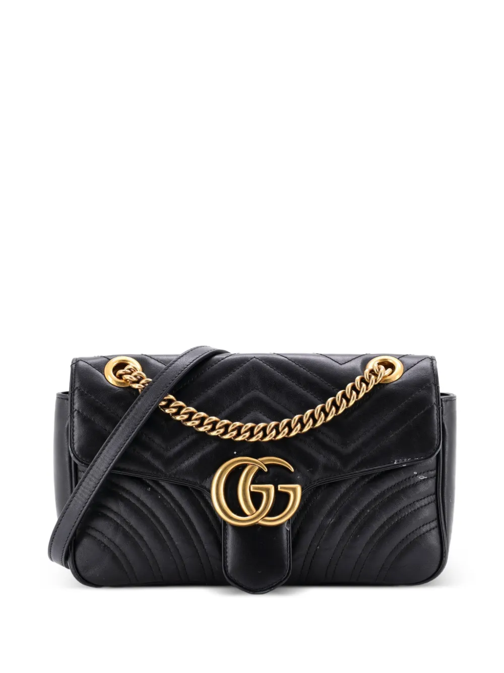 Gucci Pre-Owned Borsa a tracolla GG Marmont piccola in pelle matelassè con battente - Nero