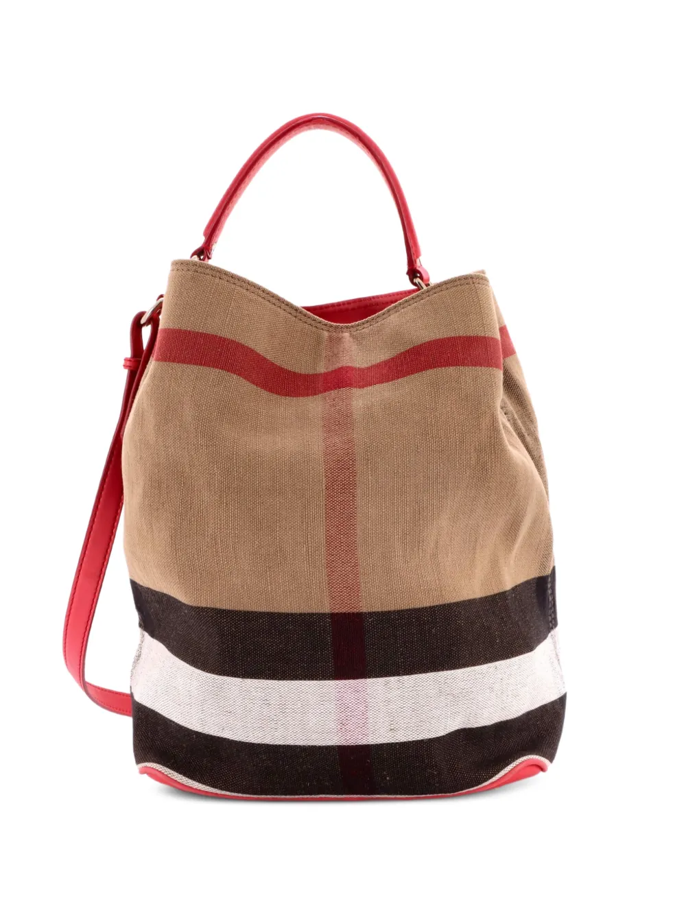 Burberry Pre-Owned Ashby Bag House Check Canvas Medium bucket bag - Red