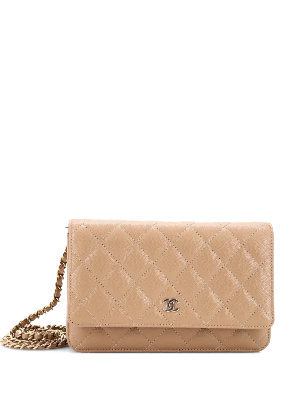 CHANEL Pre-Owned Wallet on Chain Quilted Caviar crossbody bag - Neutrals