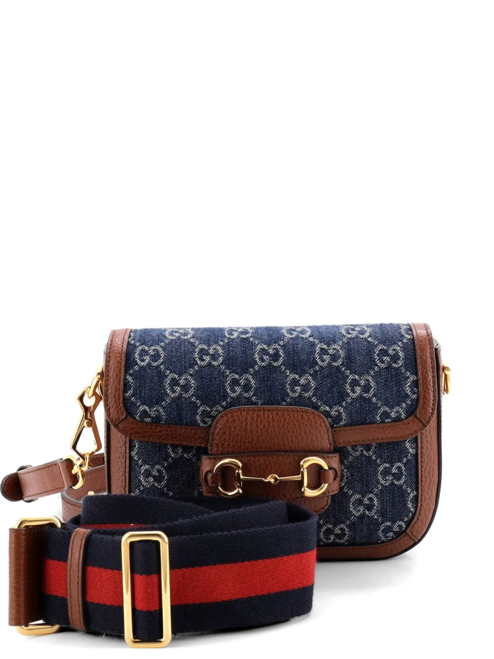 Gucci Pre-Owned Horsebit 1955 GG Denim Mini shoulder bag - Blue