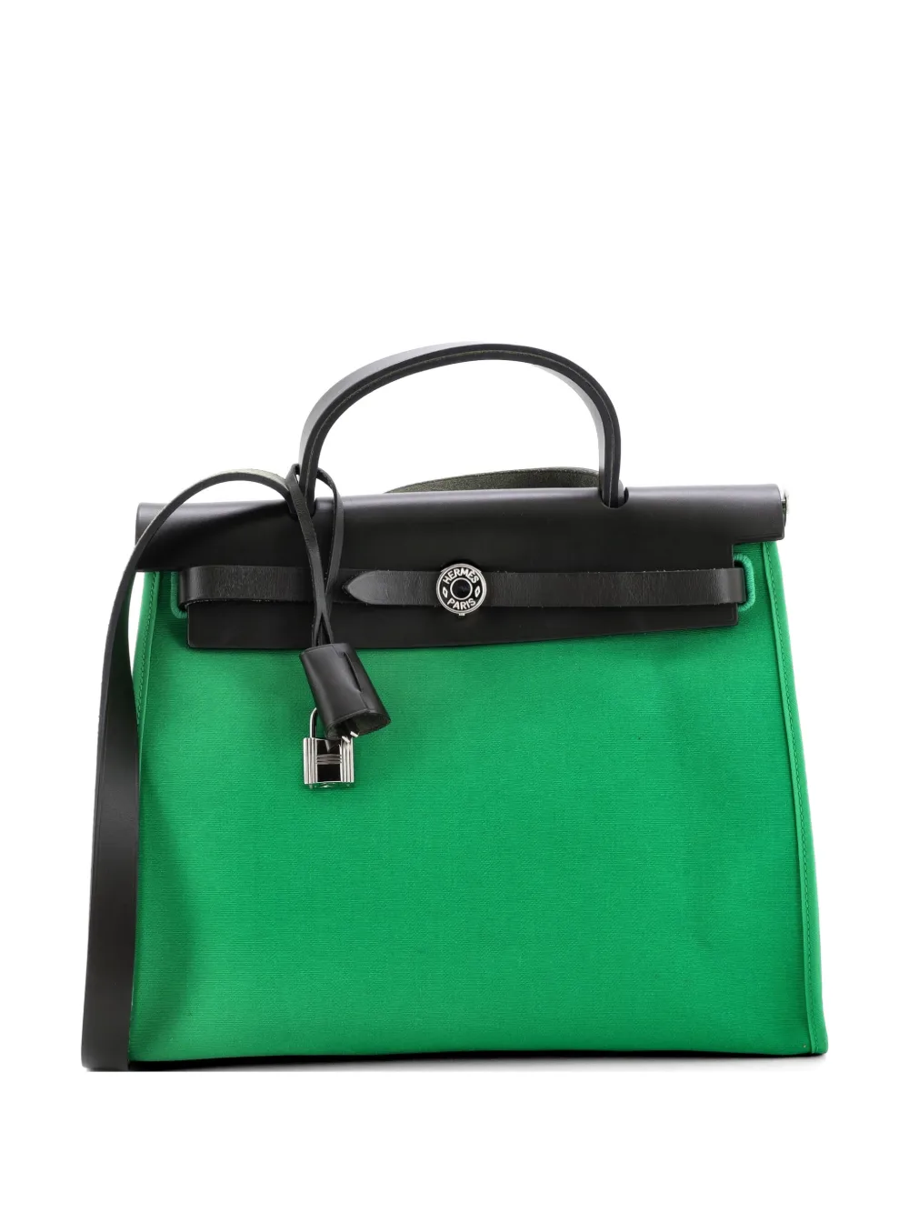 Hermès Pre-Owned Herbag Zip Leather and Toile 31 shoulder bag - Verde