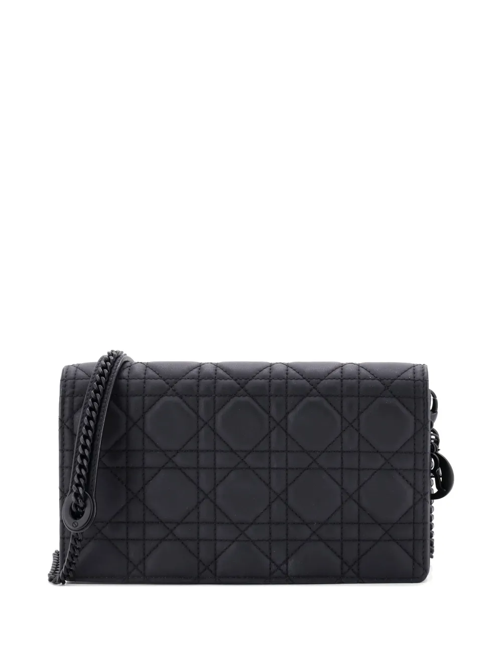 Christian Dior Pre-Owned Ultra Matte Lady Dior Wallet on Chain Pouch Cannage Quilt Calfskin Long crossbody bag - Nero