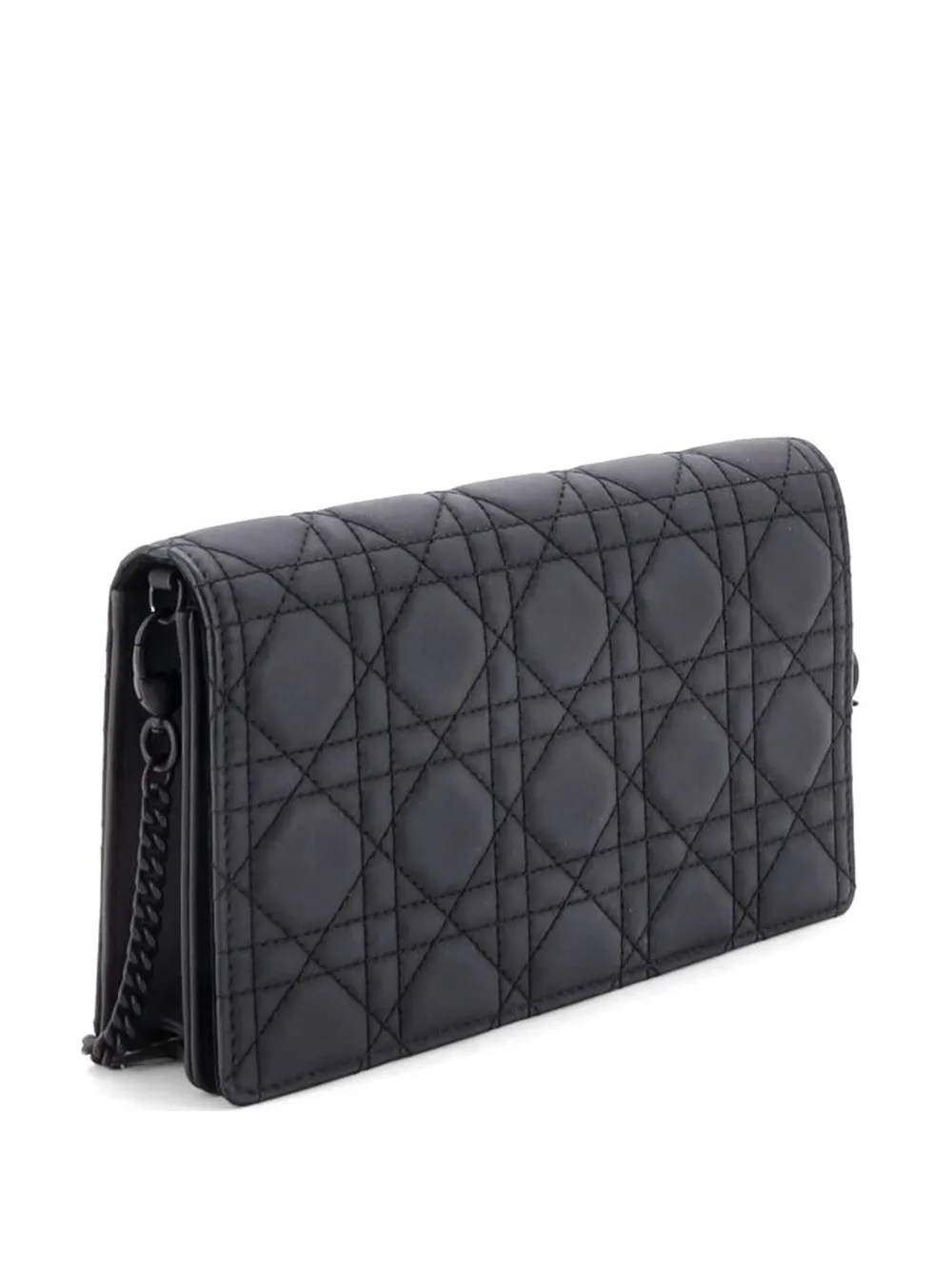 Christian Dior Pre-Owned Ultra Matte Lady Dior Wallet on Chain Pouch Cannage Quilt Calfskin Long crossbody bag - Nero