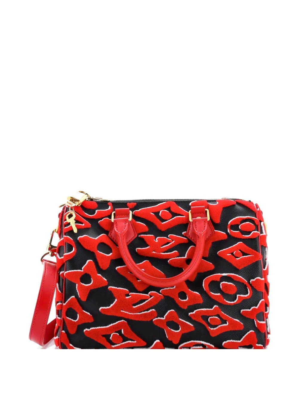 Louis Vuitton Pre-Owned Speedy Bandouliere Bag Limited Edition Urs Fischer Tufted Monogram Canvas 25 satchel - Rot