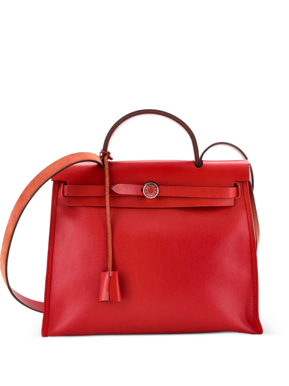 Hermès Pre-Owned Borsa a spalla Herbag Zip Berline Vache in tela e pelle 31 - Rosso