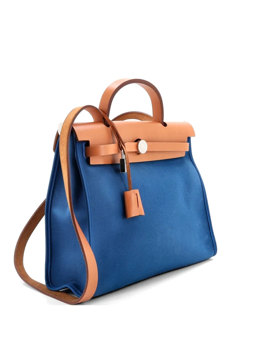 Hermès Pre-Owned Herbag Zip Leather and Toile 31 shoulder bag - Blu