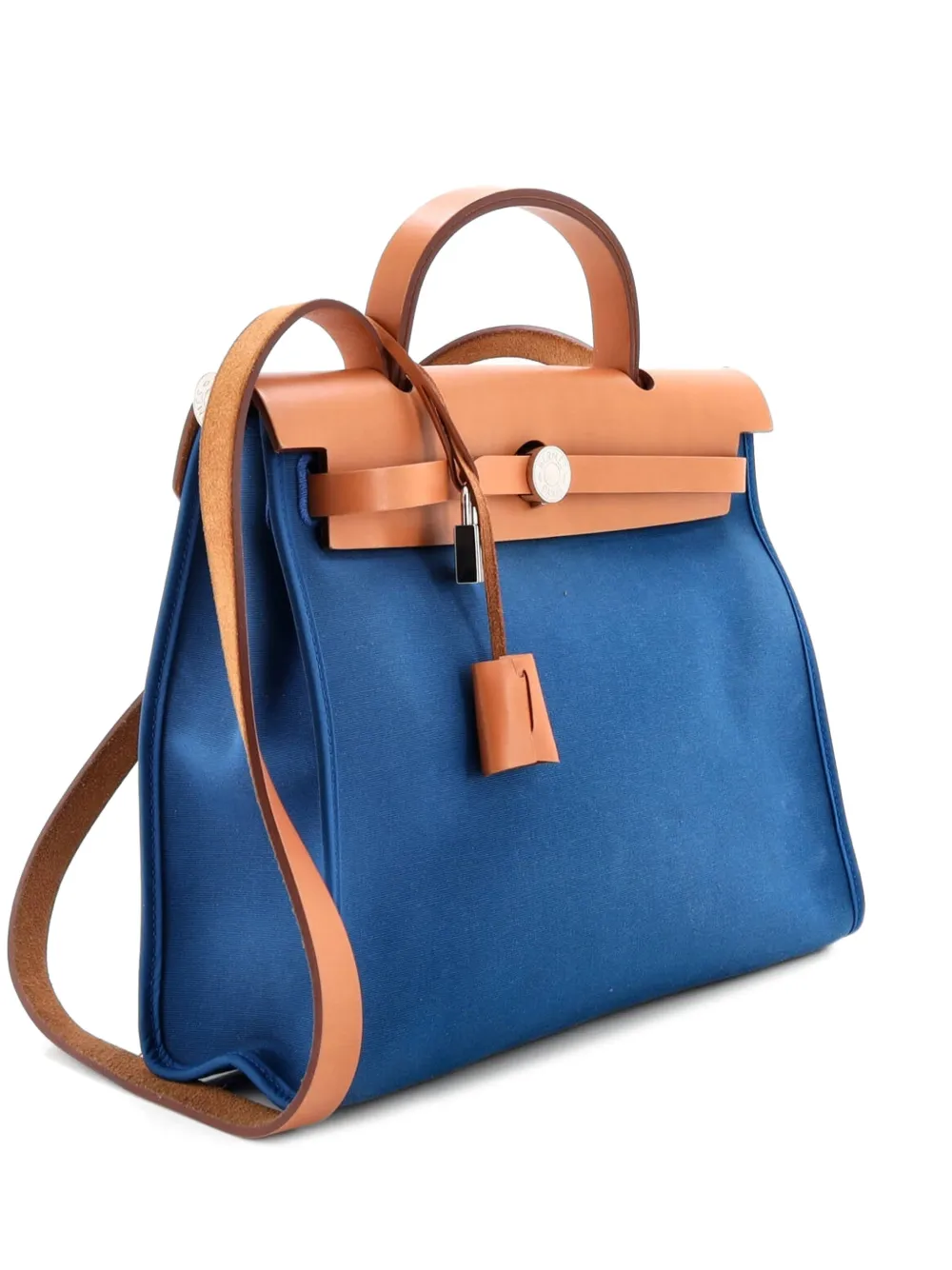 Hermès Pre-Owned Herbag Zip Leather and Toile 31 shoulder bag - Blu