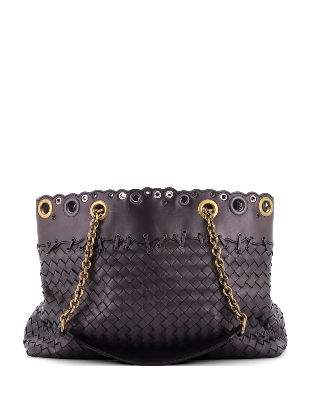 Bottega Veneta Pre-Owned Double Chain Intrecciato Nappa Medium tote bag - Grigio