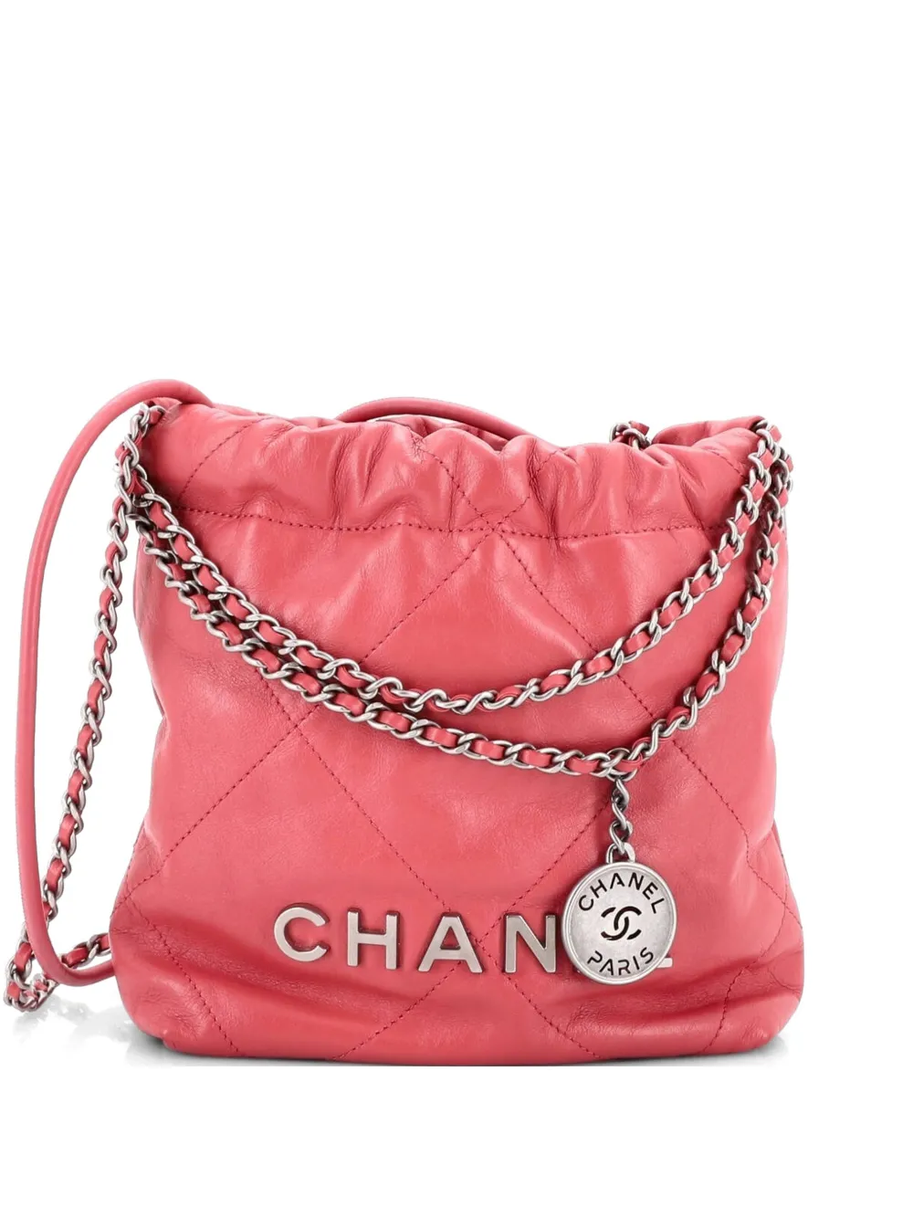 CHANEL Pre-Owned 22 Chain Hobo Quilted Calfskin Mini crossbody bag - Pink