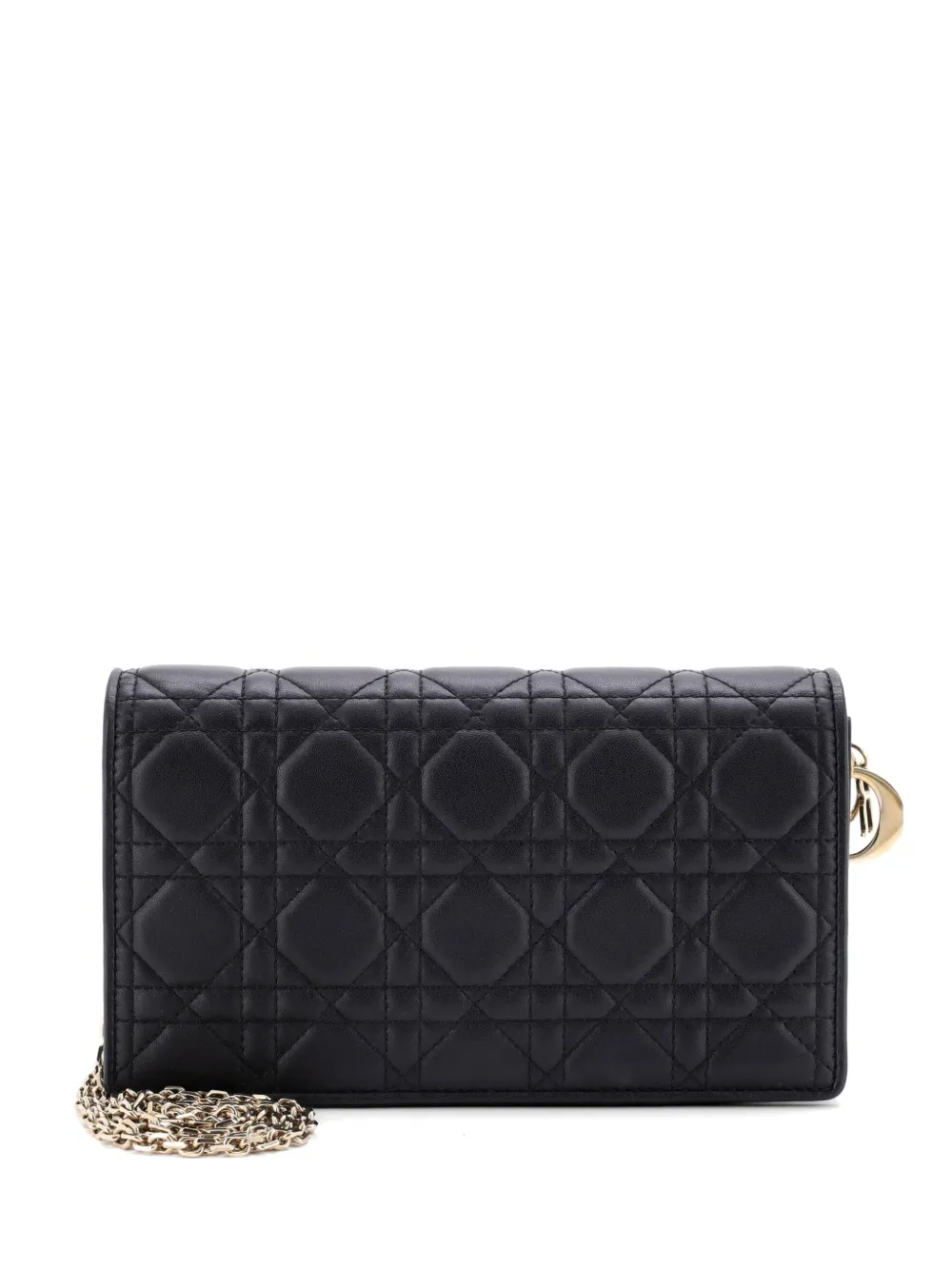 Christian Dior Pre-Owned Clutch Lady Dior in pelle di agnello trapuntata con motivo Cannage e catena - Nero