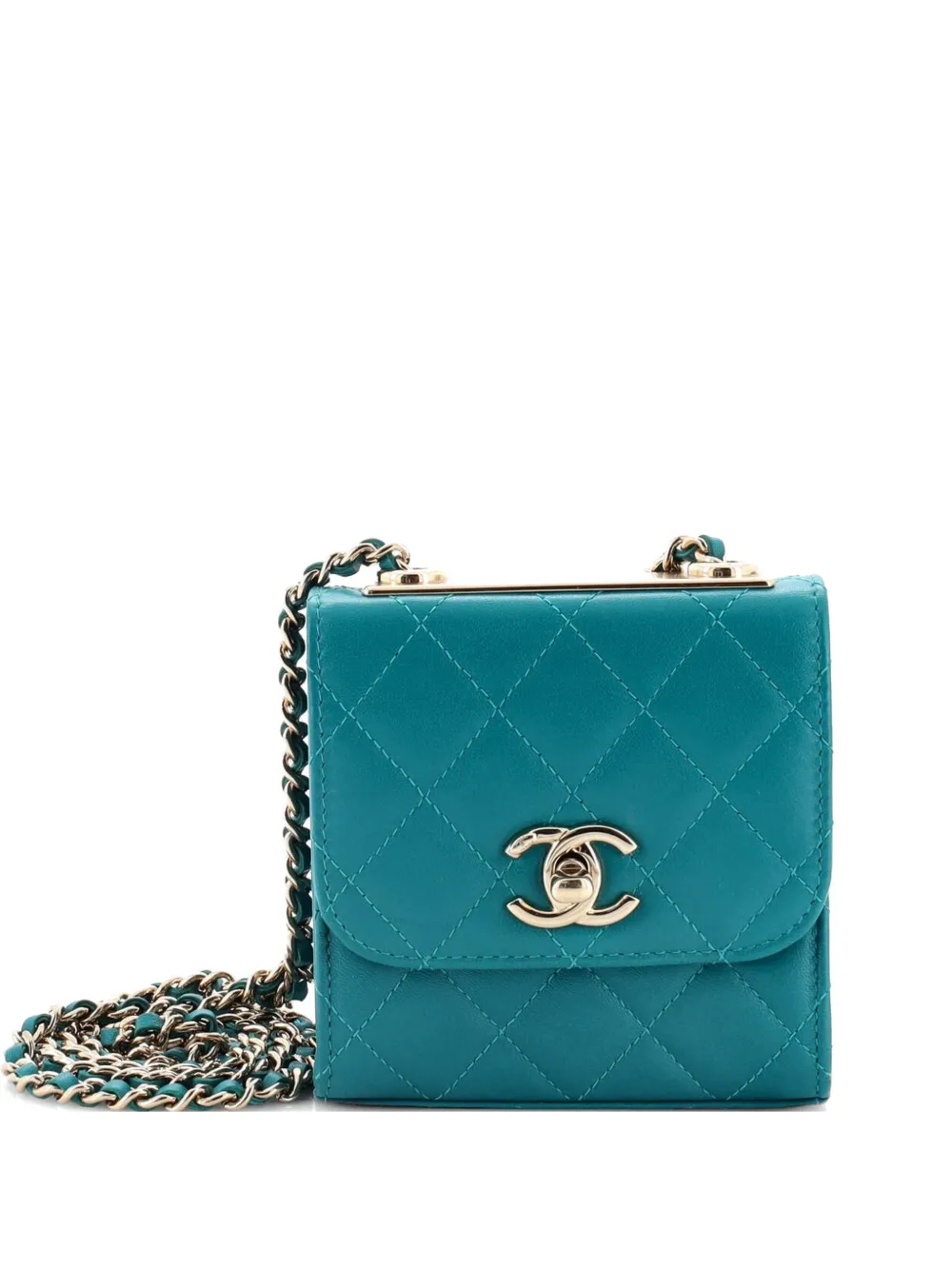 CHANEL Pre-Owned Trendy CC Clutch with Chain Quilted Lambskin Small crossbody bag - Verde