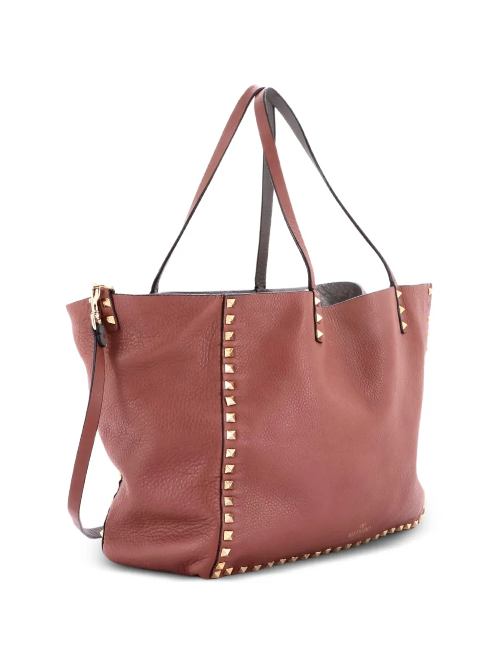  Valentino Garavani Pre-owned Sac Cabas Réversible Convertible En Cuir à Détails De Clous Rockstud Médium - Rose 