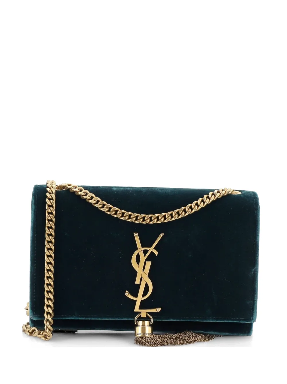 Saint Laurent Pre-Owned Classic Monogram Tassel Velvet Small crossbody bag - Green