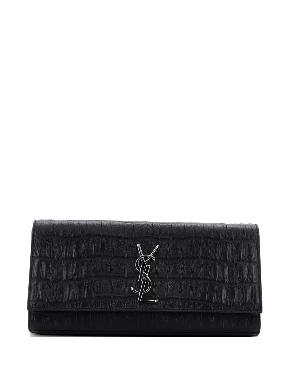 Saint Laurent Pre-Owned Classic Monogram Crocodile Embossed Leather Long clutch bag - Black