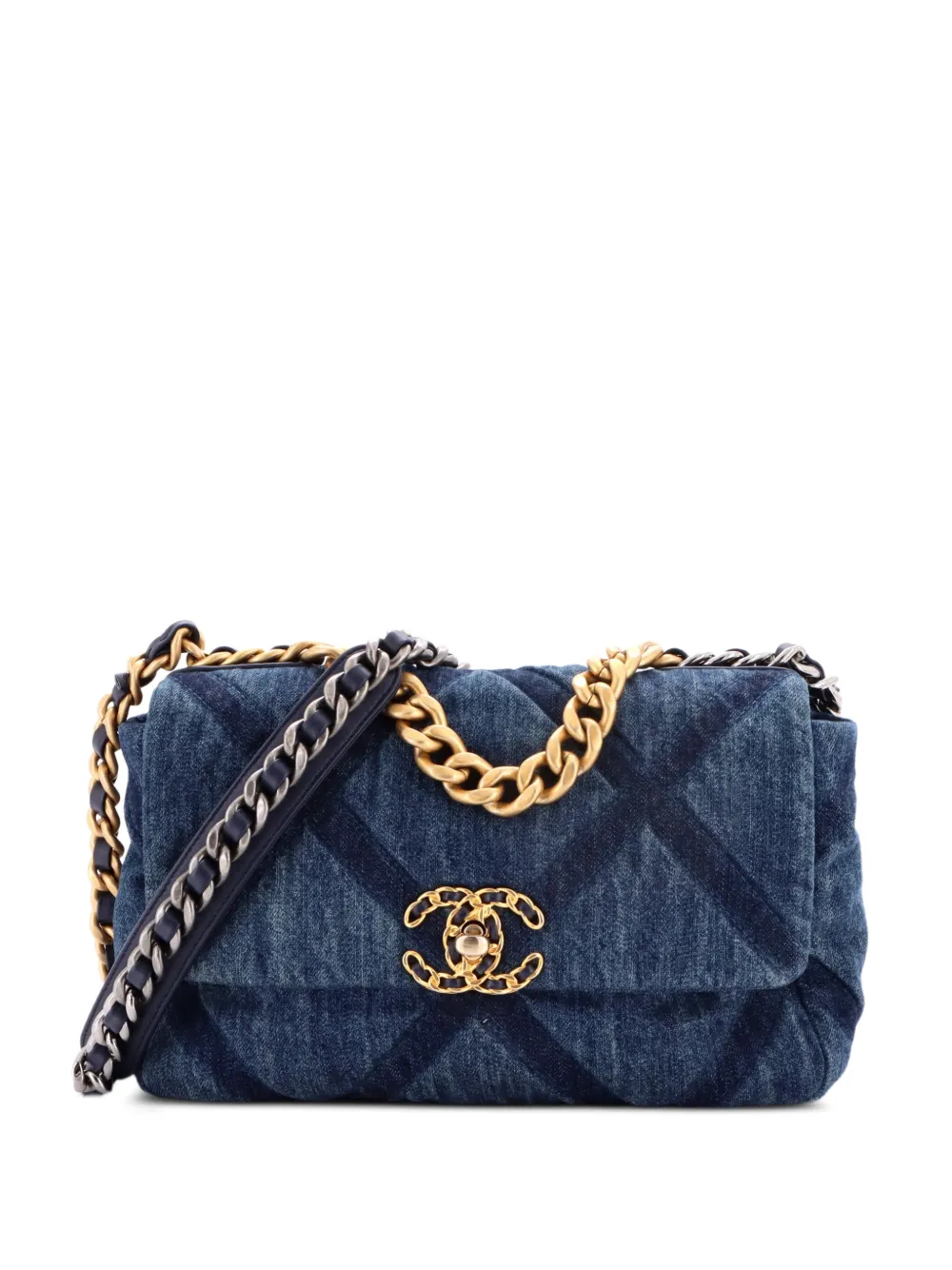 CHANEL Pre-Owned 19 Flap Bag Quilted Denim Medium shoulder bag - Blue