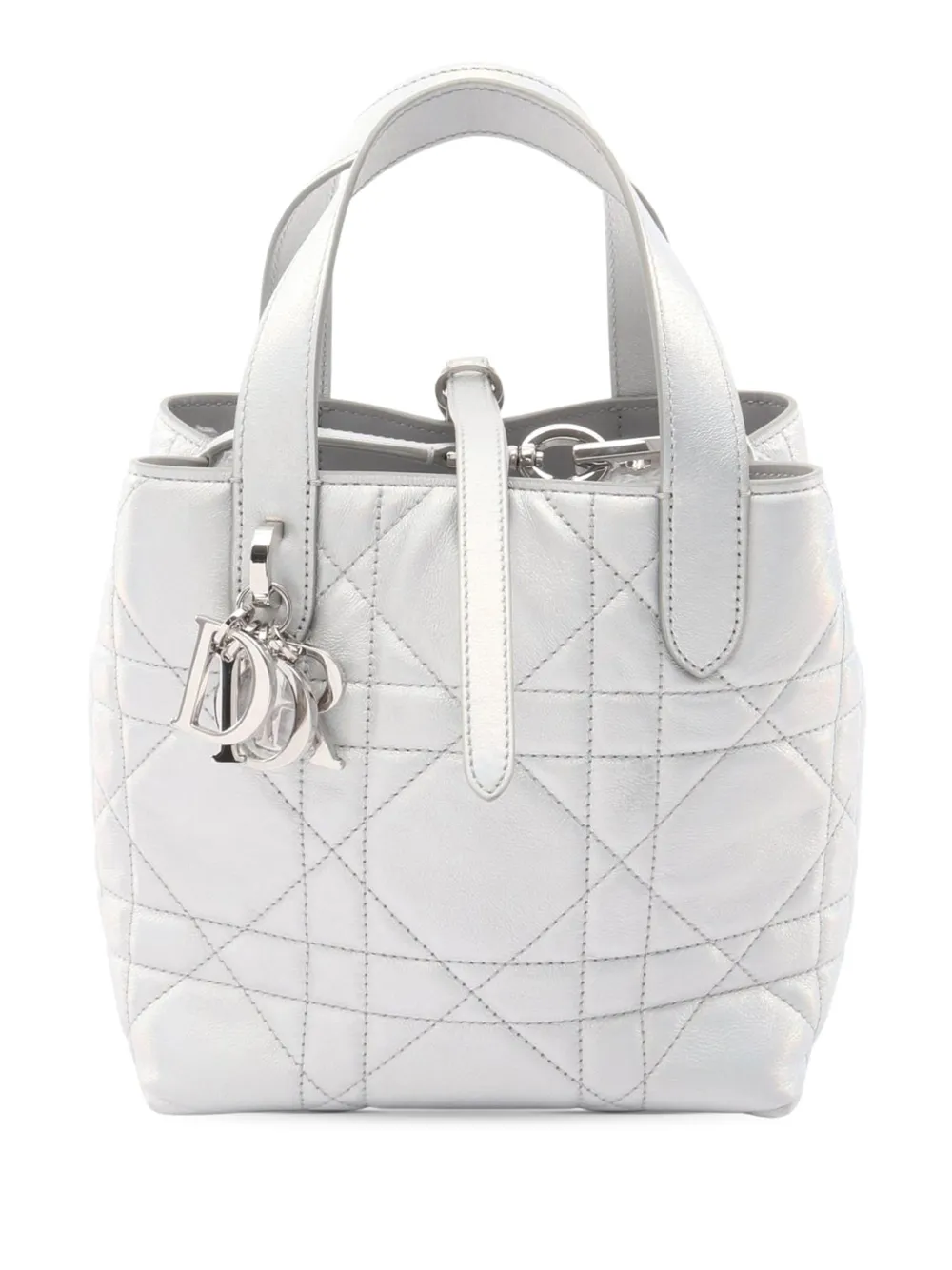 Christian Dior Pre-Owned 2010-2026 Calfskin Macrocannage Toujours Handbag tote bag - Argento