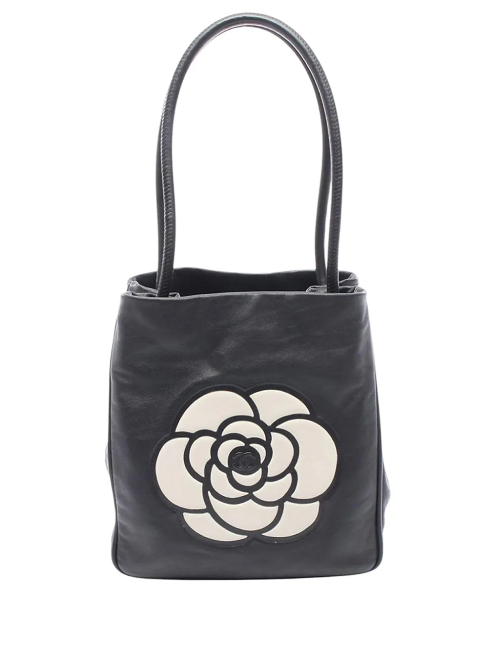 CHANEL Pre-Owned 2000-2002 Lambskin Embossed Camellia Logo tote bag - Schwarz