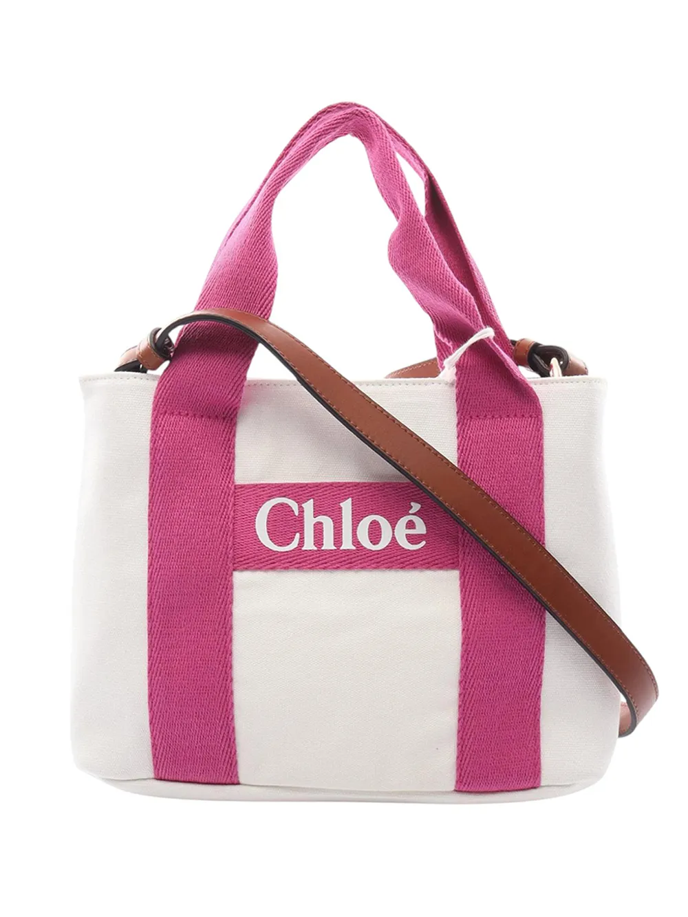Pre-owned Chloé 2010-2026 Canvas Logo Satchel In White